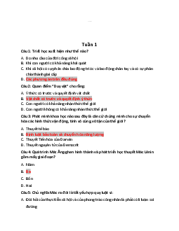 Bộ câu hỏi trắc nghiệm Triết học Mác - Lênin | Trường Đại học Thủy Lợi