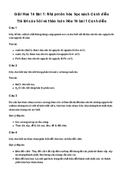 Hoá học 10 Bài 1: Nhập môn hóa học | Cánh diều