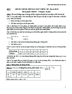 Đề thi cuối kỳ học phần Xác suất thống kê qua các năm (có đáp án) | Đại học Bách Khoa