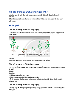 Giải SGK Công nghệ 7 Bài 4: Nhân giống cây trồng bằng phương pháp giâm cành| Chân trời sáng tạo