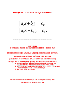 TOP 108 bài toán giải và biện luận hệ phương trình bậc nhất chứa tham số – Lương Tuấn Đức