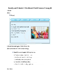 Family and Friends 3 Workbook Unit 8 Lesson 5 trang 60