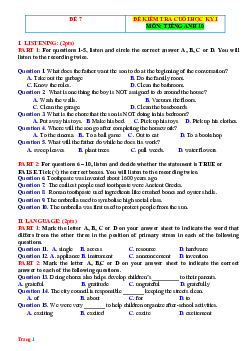 Đề ôn thi HK1 Tiếng Anh 10 global success - Đề 7 (có đáp án)