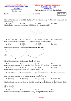 Đề thi thử TN môn Toán 2022 THPT Nguyễn Trung Thiên -Lần 1 (có đáp án)