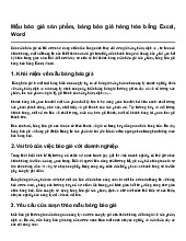 Mẫu báo giá sản phẩm, bảng báo giá hàng hóa bằng Excel, Word