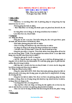 Giáo án KHTN 7 kết nối tri thức bài 1: Phương pháp và kỹ năng học tập môn khoa học tự nhiên