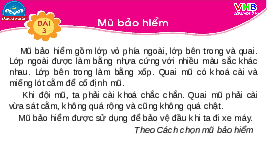 Giáo án điện tử Tiếng việt 1 bài 3 Chân trời sáng tạo : Mũ bảo hiểm