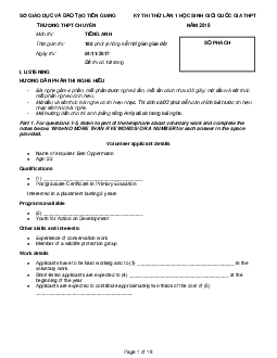 Kỳ thi thử lần 1 học sinh giỏi quốc gia THPT trường THPT chuyên Tiền Giang năm 2018 môn Tiếng Anh
