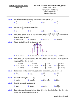 Đề KSCL môn Toán thi ĐH 2019 trường THPT Hàm Rồng – Thanh Hóa lần 3
