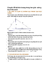 Chuyên đề hệ thức lượng trong tam giác vuông lớp 9 file word