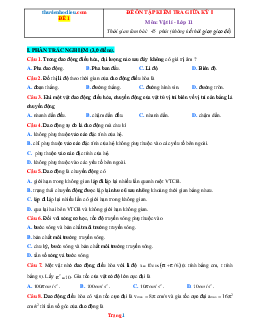 TOP 5 Đề Ôn Tập Giữa Học Kỳ 1 Vật Lí 11 Kết Nối Tri Thức Có Đáp Án