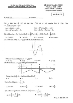 Đề học kì 2 Toán 12 năm 2022 – 2023 trường THPT Nguyễn Thượng Hiền – TP HCM
