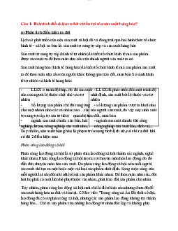 Phân tích điều kiện ra đời và tồn tại của sản xuất hàng hóa? | Đại học Sư Phạm Hà Nội