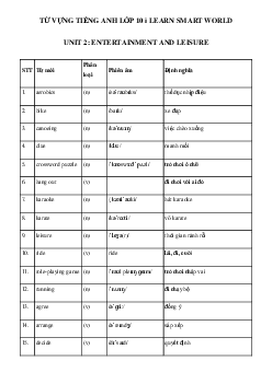 Từ vựng unit 2 lớp 10 Entertainment and Leisure