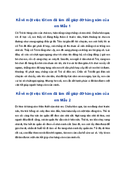 Viết đoạn văn kể về một việc tốt em đã làm để giúp đỡ hàng xóm của em | Tập làm văn 4