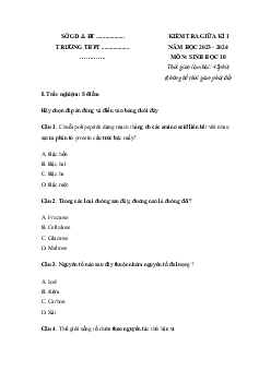 Giải đề thi giữa học kì 1 lớp 10 năm 2023 - 2024 sách Cánh diều | Sinh học 10  bộ 1