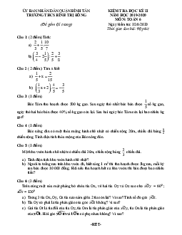 Đề kiểm tra học kì 2 Toán 6 năm 2019 – 2020 trường THCS Bình Trị Đông – TP HCM