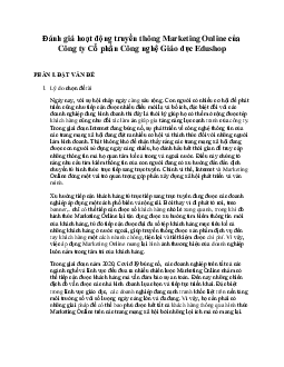 Tiểu luận "Đánh giá hoạt động truyền thông Marketing Online của công ty cổ phần công giáo dục Edushop"