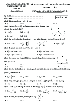 Đề Toán dự kiến thi thử THPT Quốc gia 2019 trường THPT Cổ Loa – Hà Nội