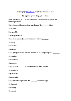 Giải Trắc nghiệm tiếng Anh 11 Unit 2 The Generation Gap | Global Success