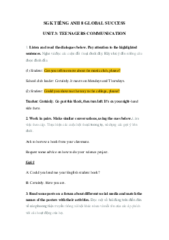 Tiếng Anh 8 unit 3 Communication trang 32 33 Global success