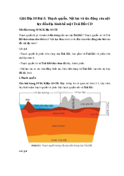 Giải Địa 10 Bài 5: Thạch quyển. Nội lực và tác động của nội lực đến địa hình bề mặt Trái Đất CD