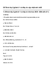 Đề Toán lớp 2 giữa kì 1 có đáp án cập nhật mới nhất
