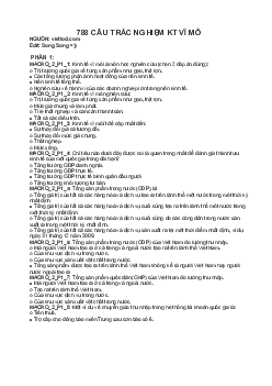 Tổng hợp trắc nghiệm môn Kinh tế vĩ mô | Đại học Kỹ thuật - Công nghệ Cần Thơ