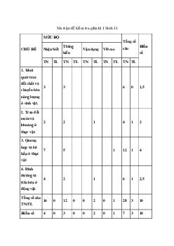 Đề thi giữa học kì 1 môn Sinh học 11 năm 2023 - 2024 sách Kết nối tri thức với cuộc sống
