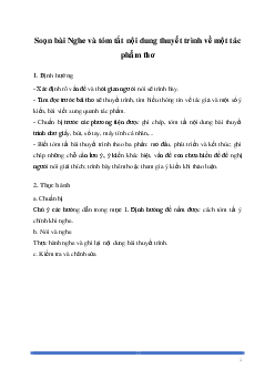 Soạn bài: Nghe và tóm tắt nội dung thuyết trình về một tác phẩm thơ Ngữ Văn 8 | Cánh diều