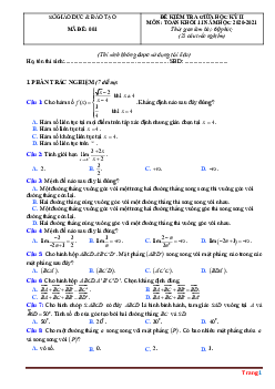 Đề KT Toán 11 giữa học kỳ 2 năm học 2020-2021 (có đáp án)