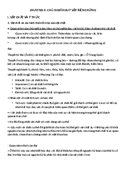 Chương II: Chủ nghĩa duy vật biện chứng học phần Triết học Mac-Lênin