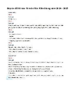 Đề thi tuyển sinh vào 10 môn Ngữ Văn Sở GD&ĐT Kiên Giang năm 2024 - 2025
