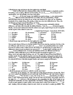 Top 11 bài đục lỗ (Guided Cloze) luyện thi chuyên Tiếng Anh