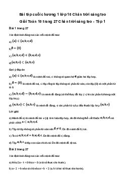 Giải Toán 10 Bài tập cuối chương I | Chân trời sáng tạo
