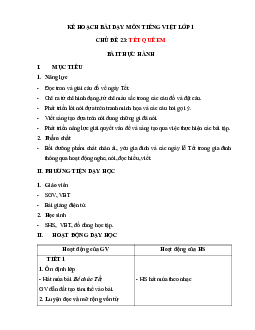 Chủ đề 23: Tết quê em | Bài 5 | Giáo án Tiếng Việt 1 bộ sách Chân trời sáng tạo