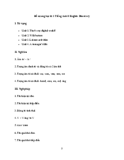 Đề cương ôn tập học kì 1 môn Tiếng Anh 8 English Discovery