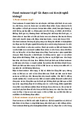 Food reviewer là gi? Có được coi là một nghề không?