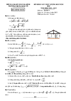 Đề khảo sát Toán 9 đầu năm học 2022 – 2023 trường THCS Giảng Võ – Hà Nội