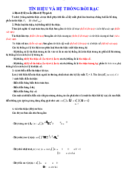 Tóm tắt lý thuyết cần nhớ môn học Xử lý tín hiệu số về "Tín hiệu và hệ thống rời rạc"