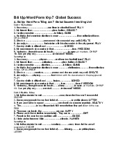 Bài tập Word Form lớp 7 Global Success - Tiếng Anh 7