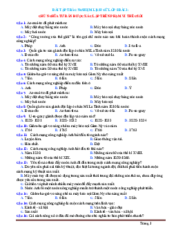 Trắc nghiệm Sử 8 Bài 3 : Chủ nghĩa Tư Bản được xác lập trên phạm vi Thế Giới (có đáp án)