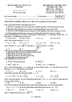 Đề cuối học kì 2 Toán 11 năm 2022 – 2023 trường THPT số 3 TP Lào Cai