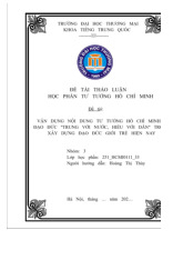 Vận dụng nội dung Tư tưởng Hồ Chí Minh về đạo đức ‘trung với nước hiếu với dân’ trong xây dựng đạo đức giới trẻ hiện nay | Bài thảo luận Tư tưởng Hồ Chí Minh