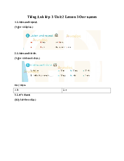 Tiếng Anh lớp 3 Global Success Unit 2 Lesson 3 Our names