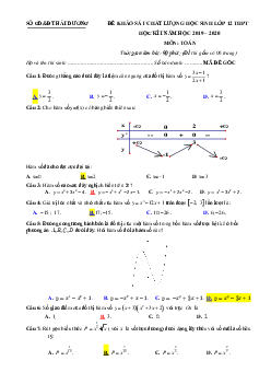 Đề thi HK1 Toán 12 năm học 2019 – 2020 sở GD&ĐT Hải Dương