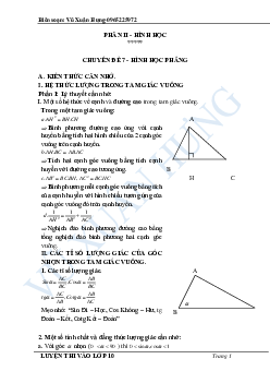 Tài liệu luyện thi vào lớp 10 môn Toán phần Hình học – Vũ Xuân Hưng