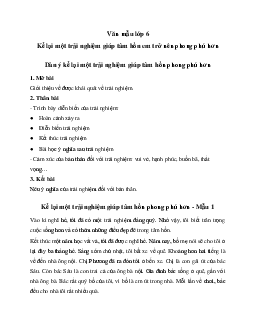 Văn mẫu lớp 6: Viết một bài văn kể lại một trải nghiệm giúp tâm hồn em thêm phong phú hơn - Chân Trời Sáng Tạo