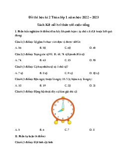 Đề thi học kì 2 lớp 1 năm 2022 - 2023 | Toán 1|  Kết nối tri thức với cuộc sống | đề 9