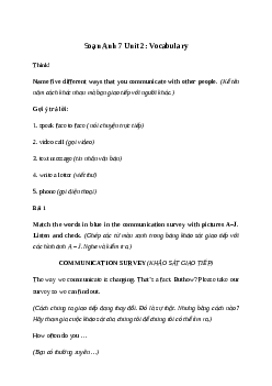 Giải Tiếng Anh 7 Unit 2: Vocabulary | Friends Plus